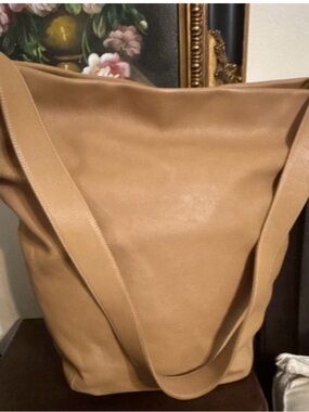 Coach Tan Leather Logo Patch with Signature Fabric